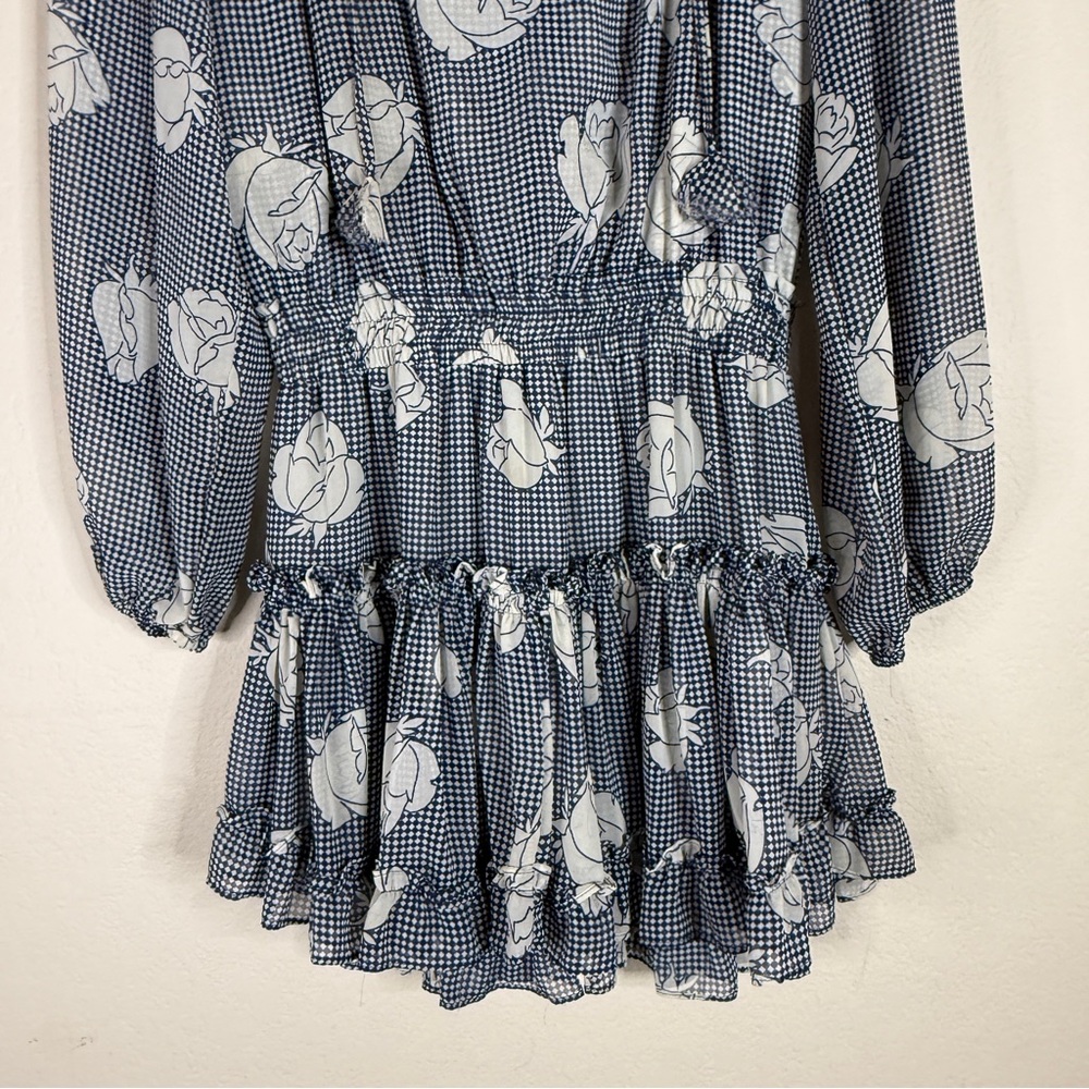 MISA LOS ANGELES white and navy blue checkered Duval mini dress EXTRA SMALL - Picture 8 of 8
